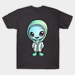 Cool Alien with a Hooded Pullover design #9 T-Shirt